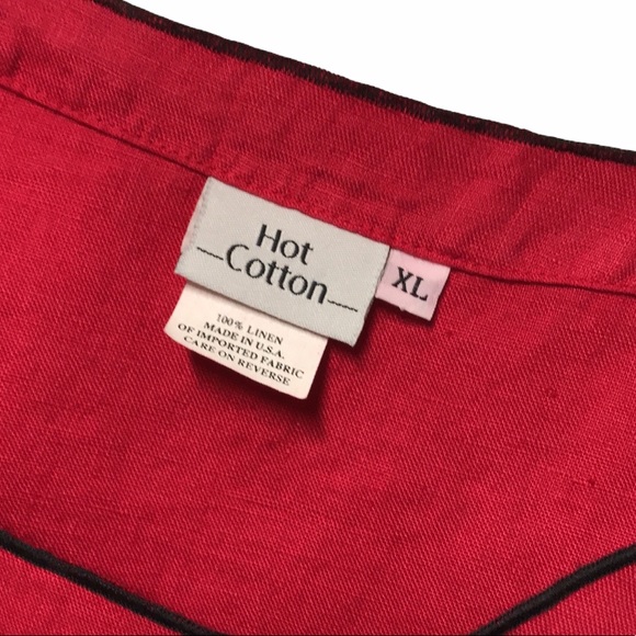 HOT COTTON Red Linen Top - Picture 3 of 7